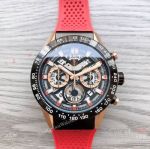 Best Quality Copy Tag Heuer Carrera Heuer 01 Watch Red Rubber Strap